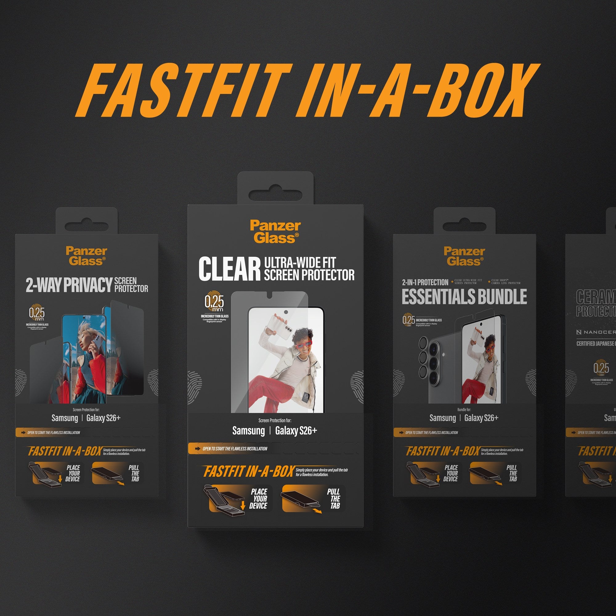 PanzerGlass® Ceramic Screen Protector Samsung Galaxy S26+ | Ultra-Wide Fit w. FASTFIT IN-A-BOX