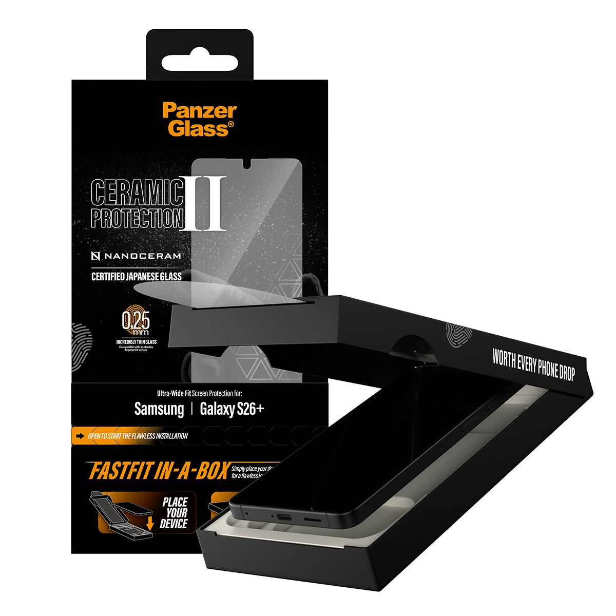 PanzerGlass® Ceramic Screen Protector Samsung Galaxy S26+ | Ultra-Wide Fit w. FASTFIT IN-A-BOX