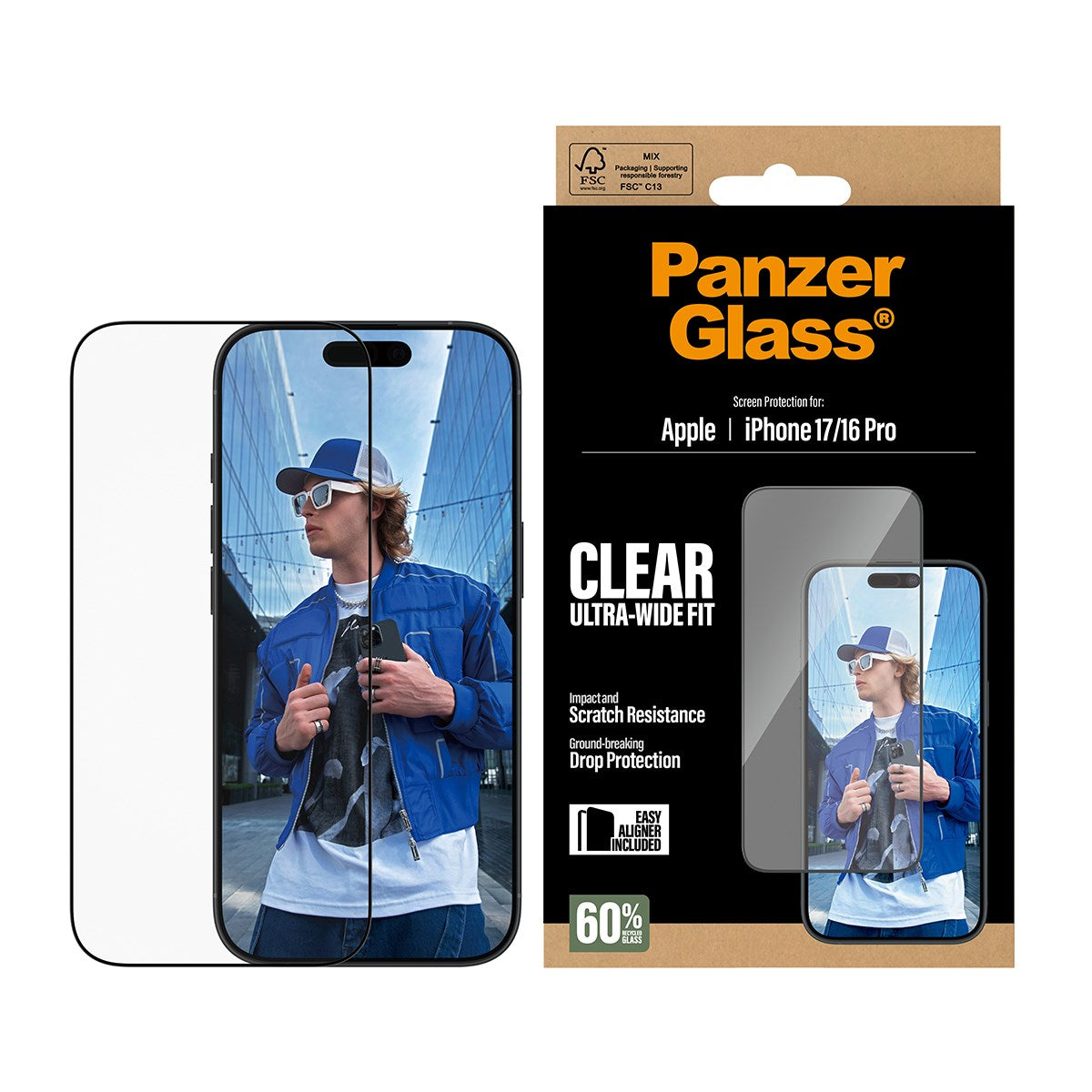 PanzerGlass® Screen Protector iPhone 17 | iPhone 16 Pro | Ultra-Wide Fit w. EasyAligner