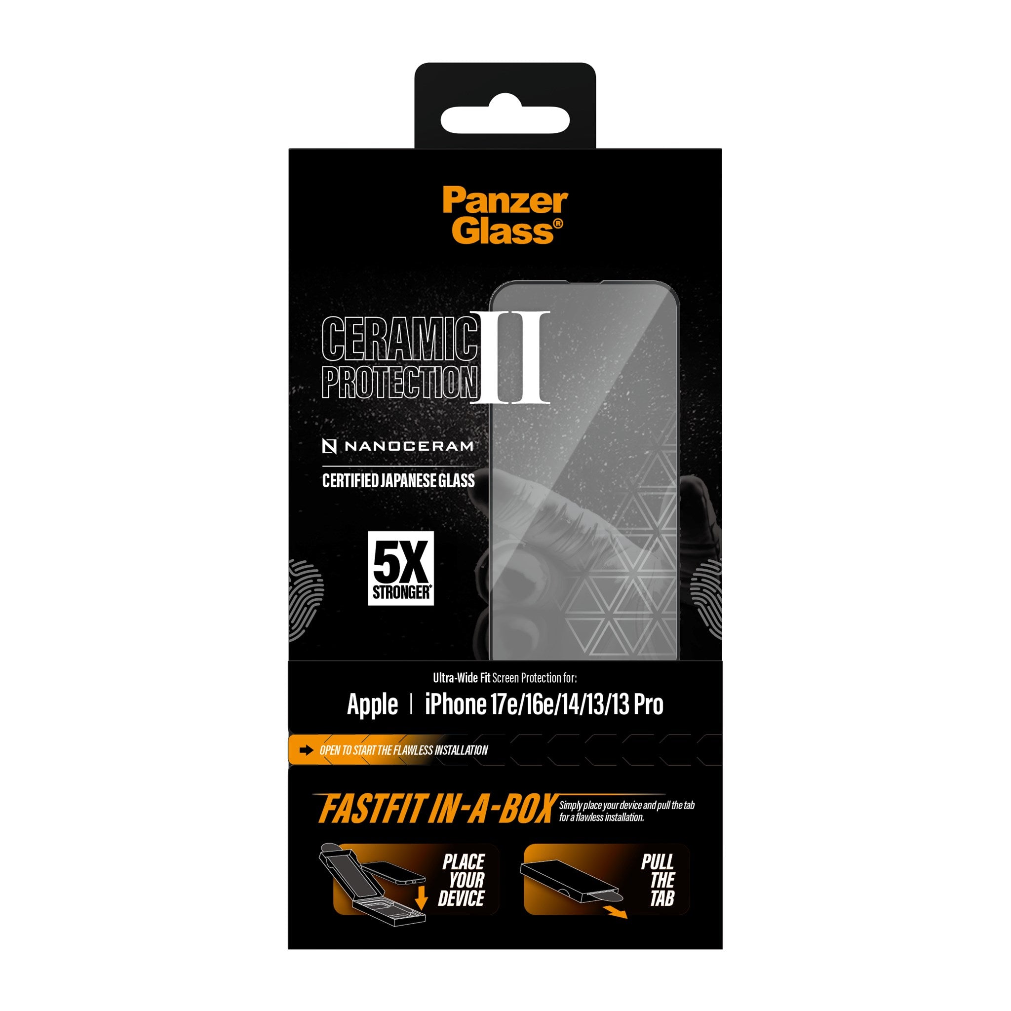 PanzerGlass® Ceramic Screen Protector iPhone 17e |16e | 14 | 13 | 13 Pro | Ultra-Wide Fit w. FASTFIT IN-A-BOX