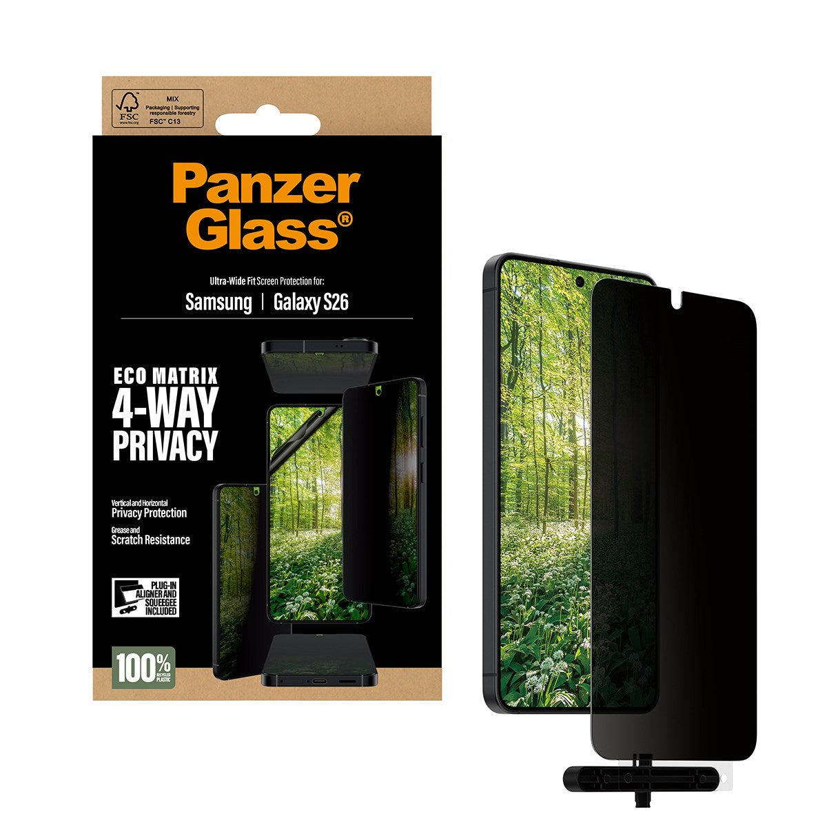PanzerGlass® ECO MATRIX 4-Way Privacy Screen Protector Samsung Galaxy S26 | Ultra-Wide Fit