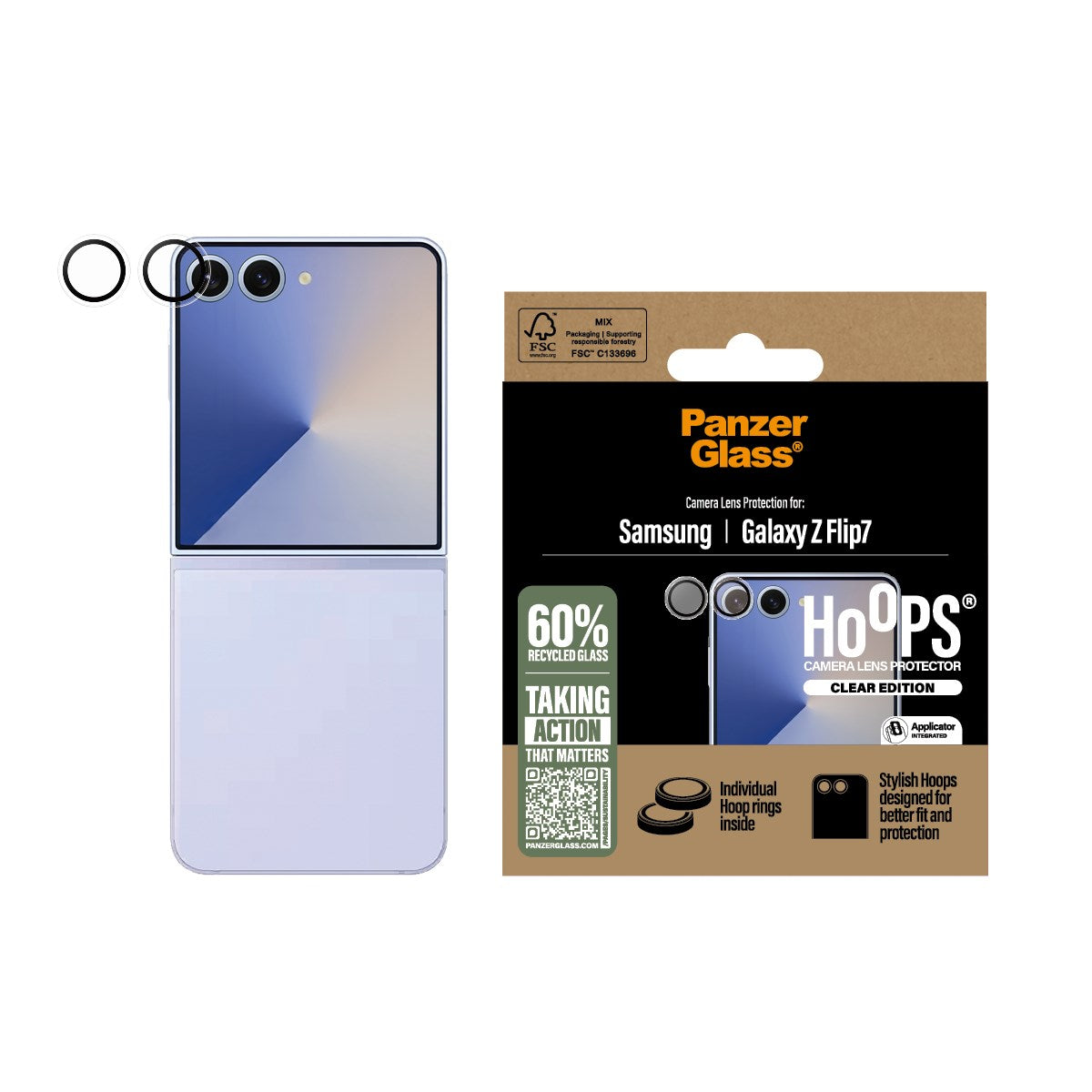 PanzerGlass® Hoops® Camera Lens Protector Transparent Samsung Galaxy Z Flip7