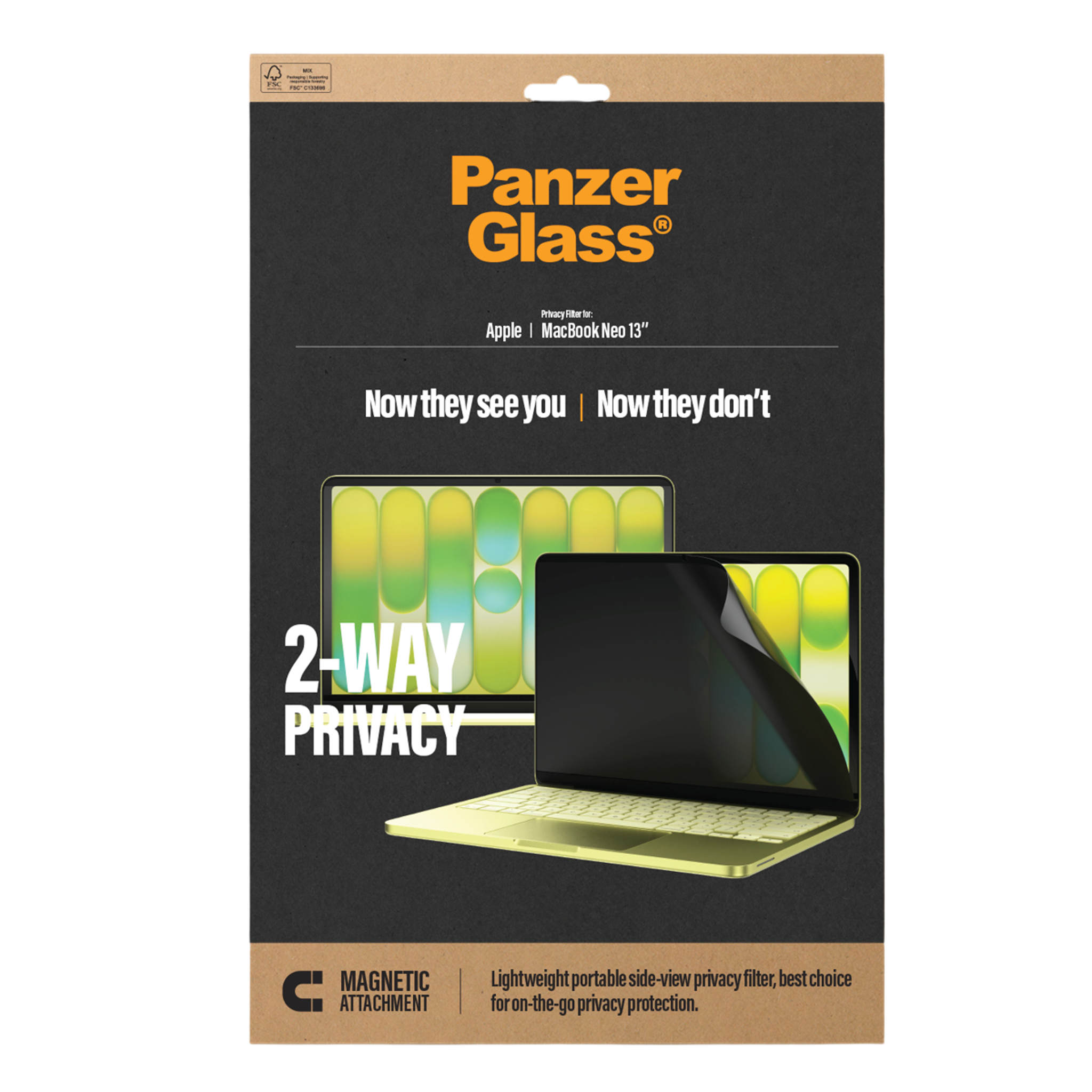 PanzerGlass® Magnetic 2-Way Privacy Film Screen Protector Apple MacBook Neo 13'' M2 | M3 | M4 | M5