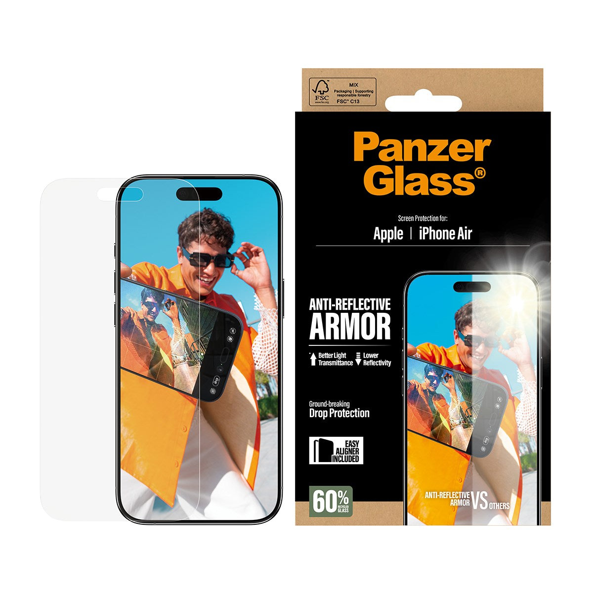 PanzerGlass® Anti-Reflective Armor Screen Protector iPhone Air w. EasyAligner