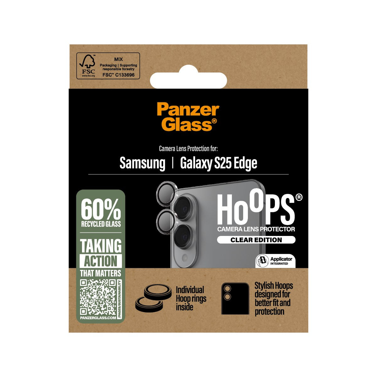PanzerGlass® Hoops® Transparent Camera Lens Protector Samsung S25 Edge