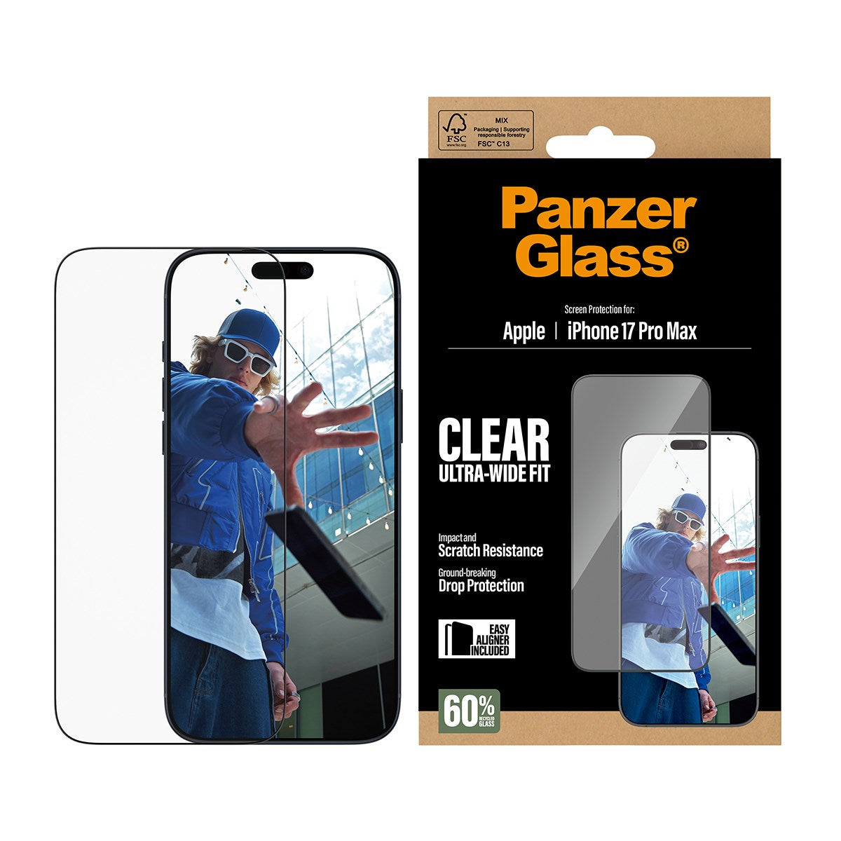 PanzerGlass® Screen Protector iPhone 17 Pro Max | Ultra-Wide Fit w. EasyAligner