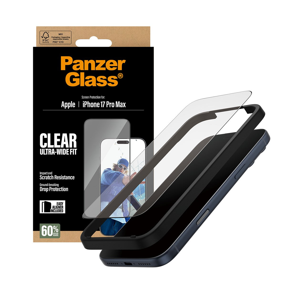 PanzerGlass® Screen Protector iPhone 17 Pro Max | Ultra-Wide Fit w. EasyAligner