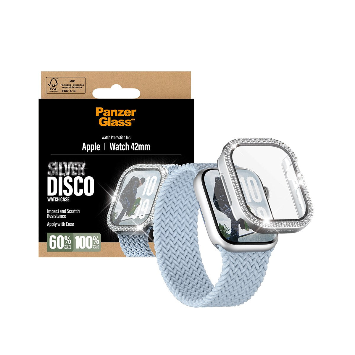 PanzerGlass® Screen Protector Fullbody Disco Silver Apple Watch 2025 | 42mm