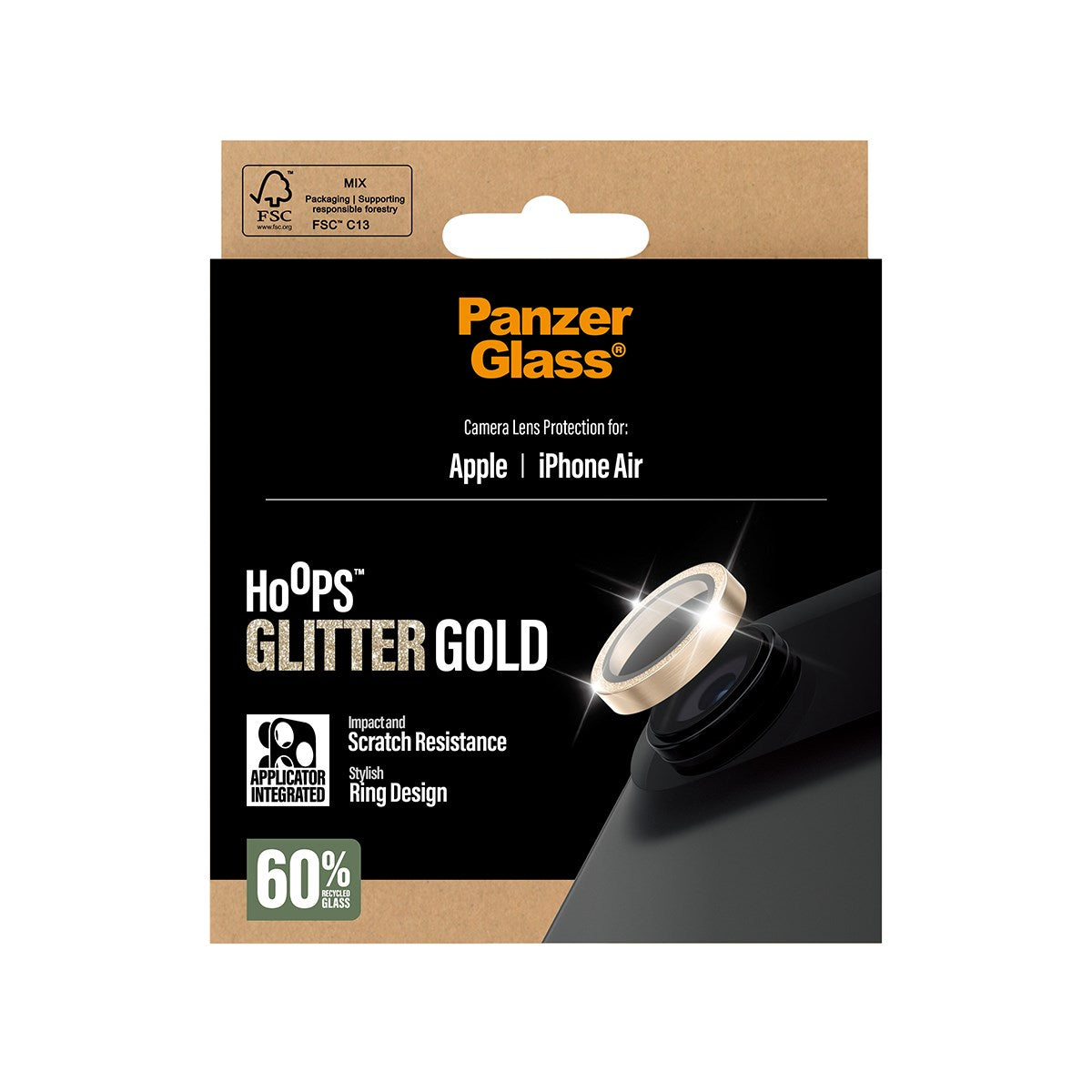PanzerGlass® Hoops® Glitter Gold Camera Lens Protector iPhone Air