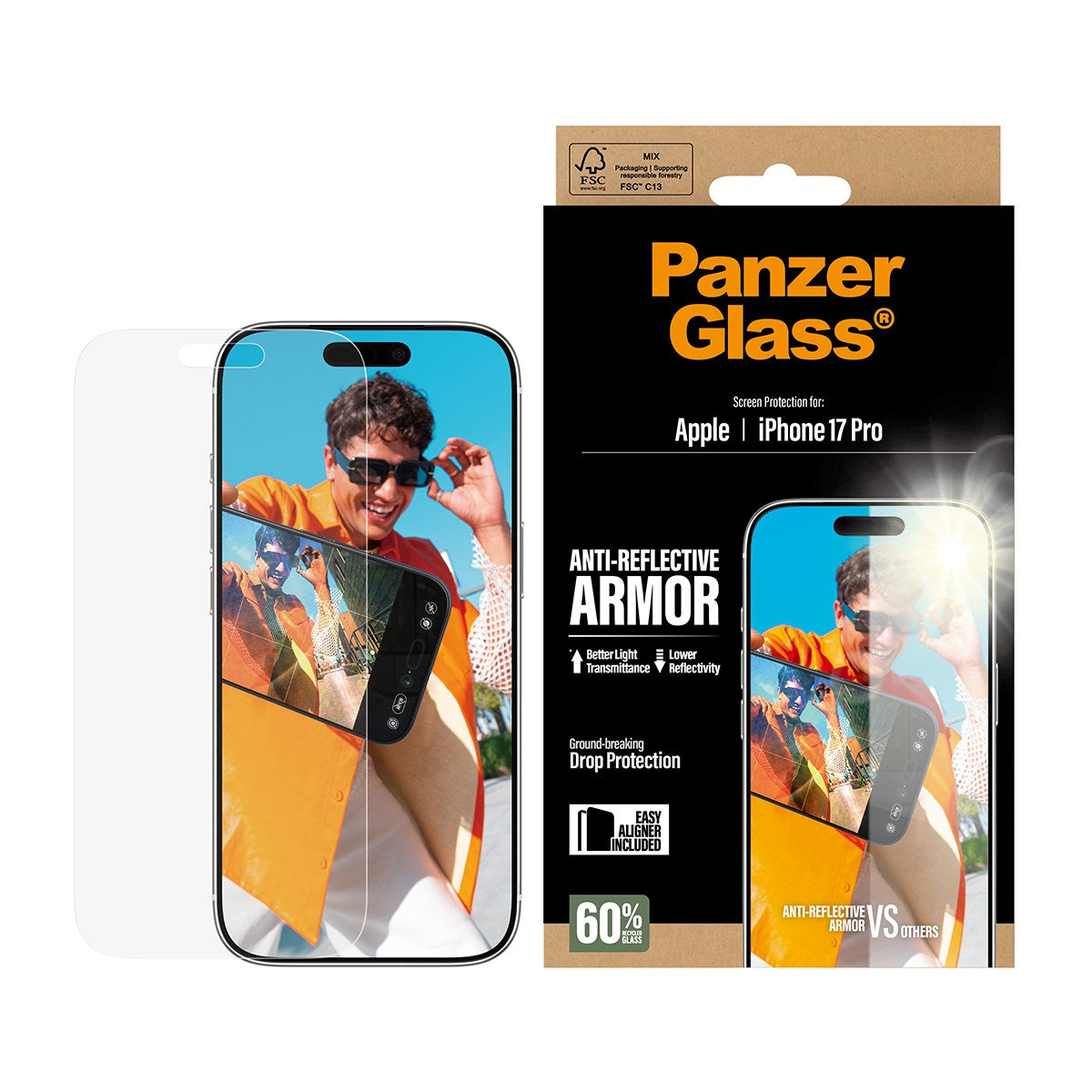 PanzerGlass® Anti-Reflective Armor Screen Protector iPhone 17 Pro w. EasyAligner