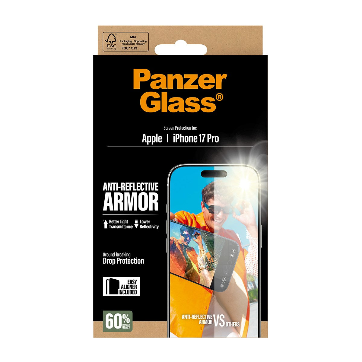 PanzerGlass® Anti-Reflective Armor Screen Protector iPhone 17 Pro w. EasyAligner