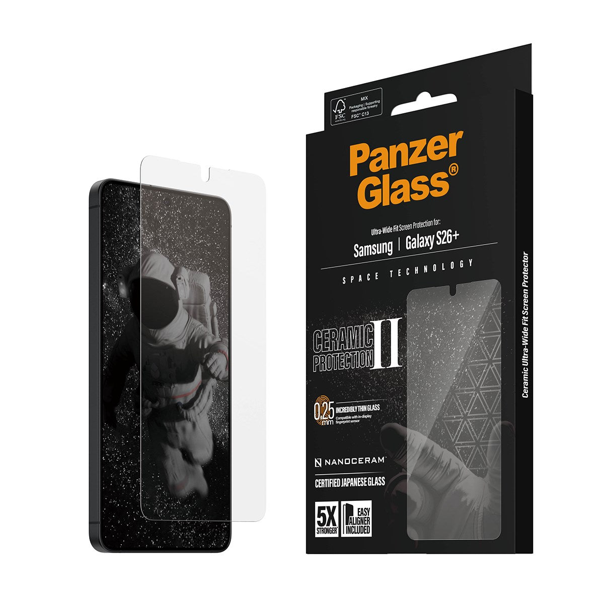 PanzerGlass® Ceramic Screen Protector Samsung Galaxy S26+ | Ultra-Wide Fit w. EasyAligner