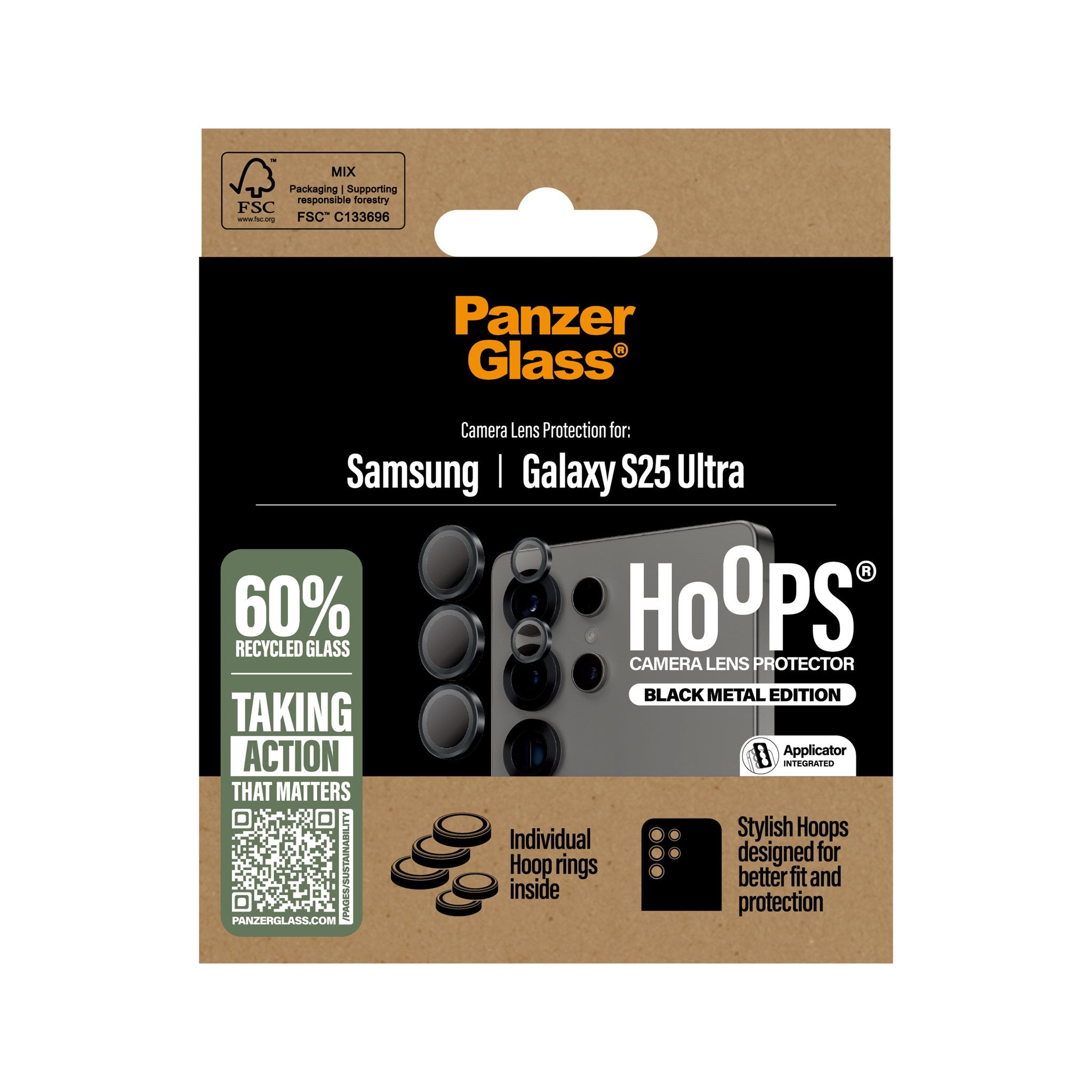 PanzerGlass® Hoops® Black Camera Lens Protector Samsung Galaxy S25 Ultra