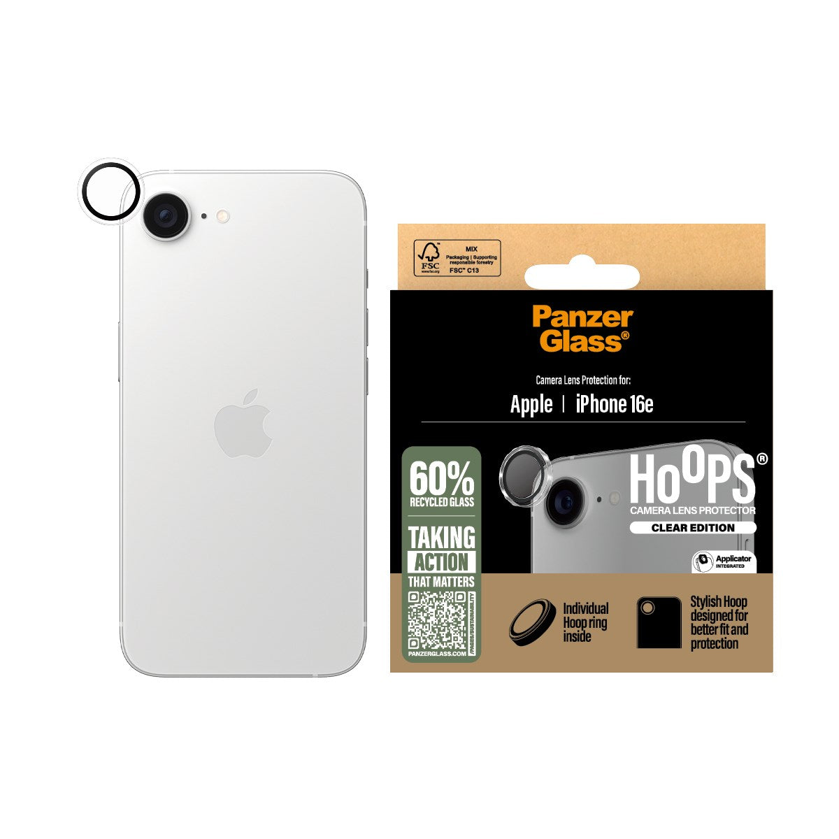PanzerGlass® Hoops® Transparent Camera Lens Protector iPhone 16e