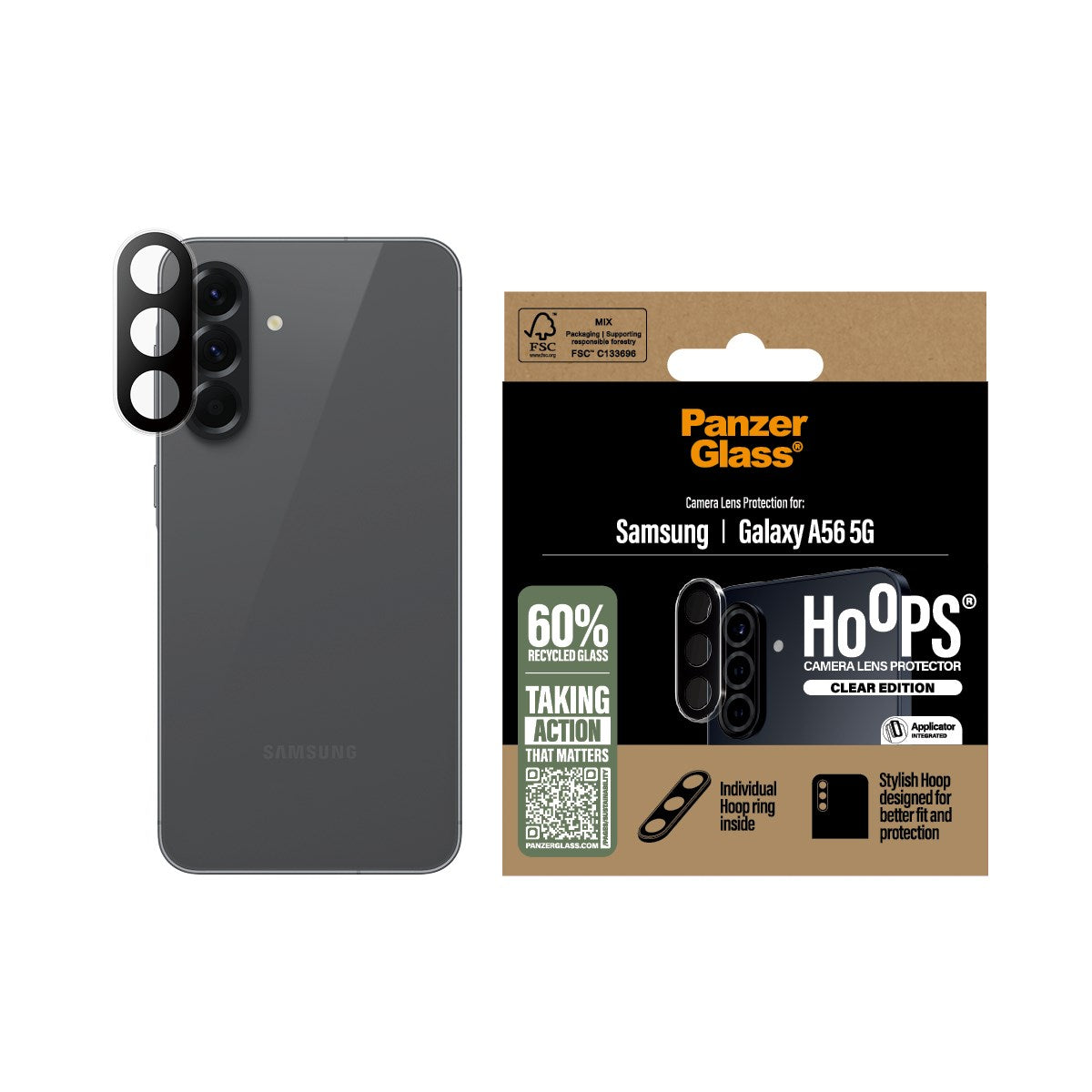 PanzerGlass® Hoops® Transparent Camera Lens Protector Samsung Galaxy A56 5G