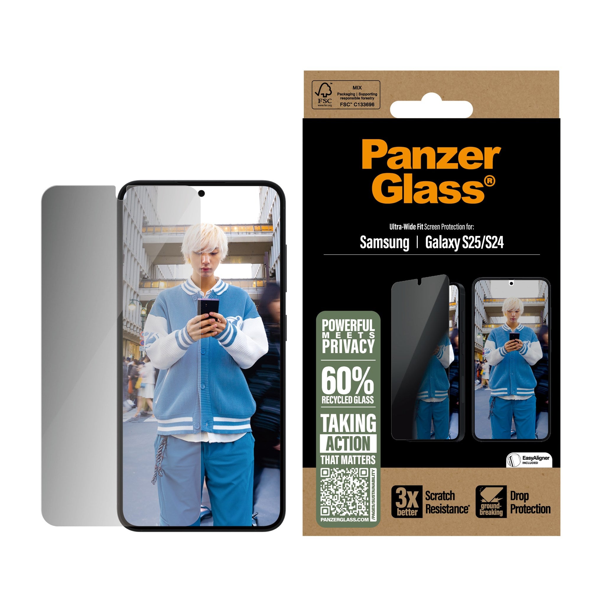 PanzerGlass® Privacy Screen Protector Samsung Galaxy S25 | S24 | Ultra-Wide Fit