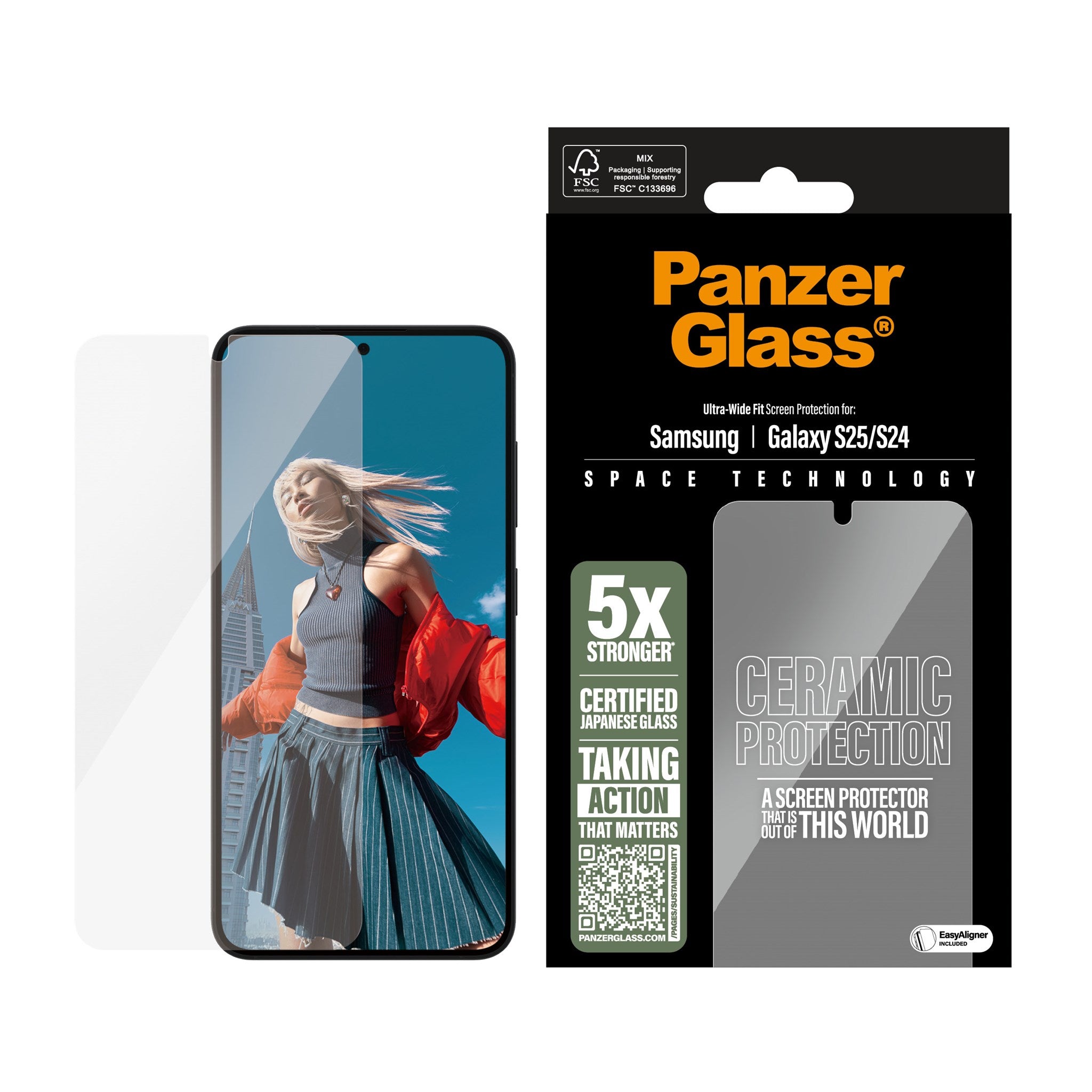 PanzerGlass® Ceramic Screen Protector Samsung Galaxy S25 | S24 | Ultra-Wide Fit