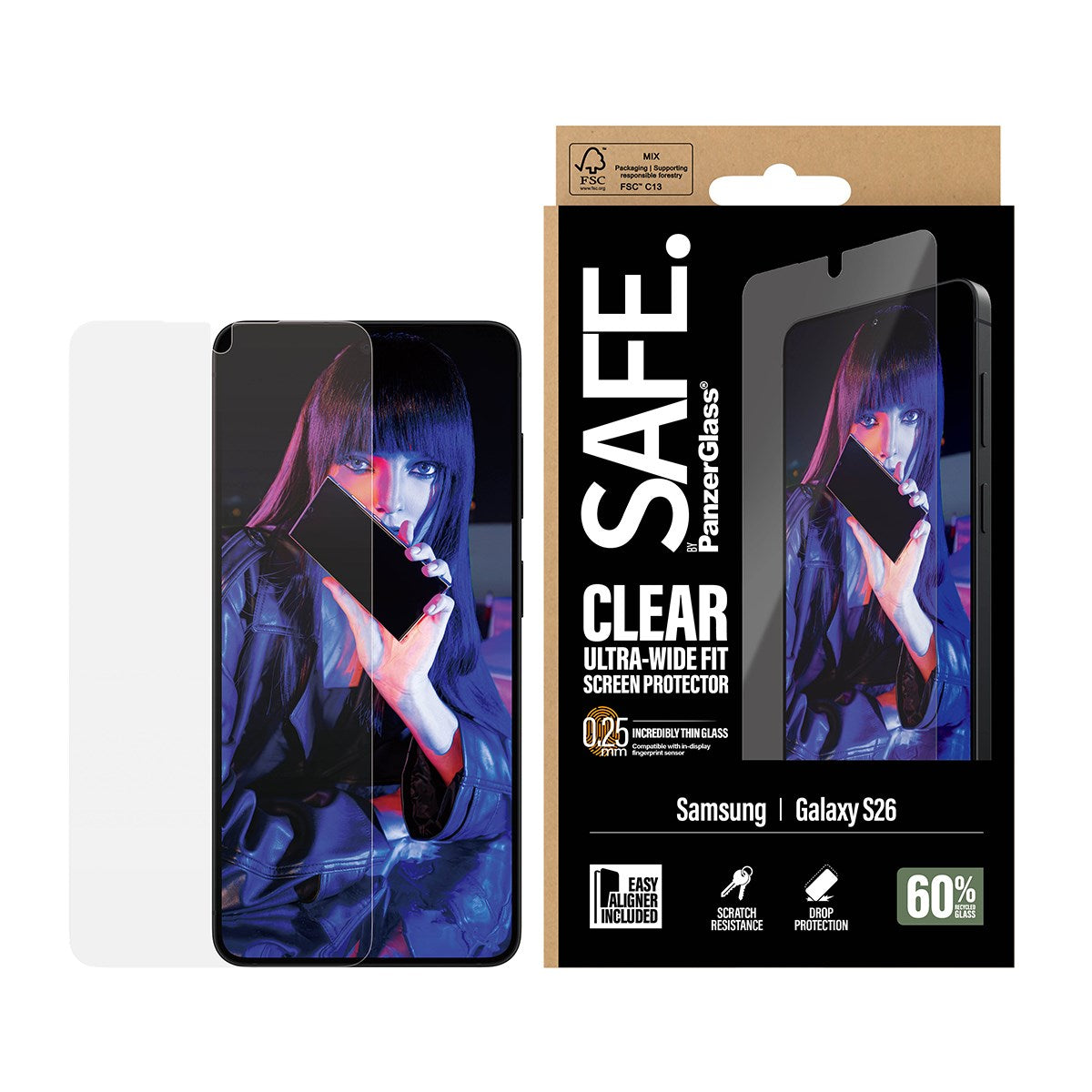 SAFE. by PanzerGlass® Screen Protector Samsung Galaxy S26 | Ultra-Wide Fit w. EasyAligner