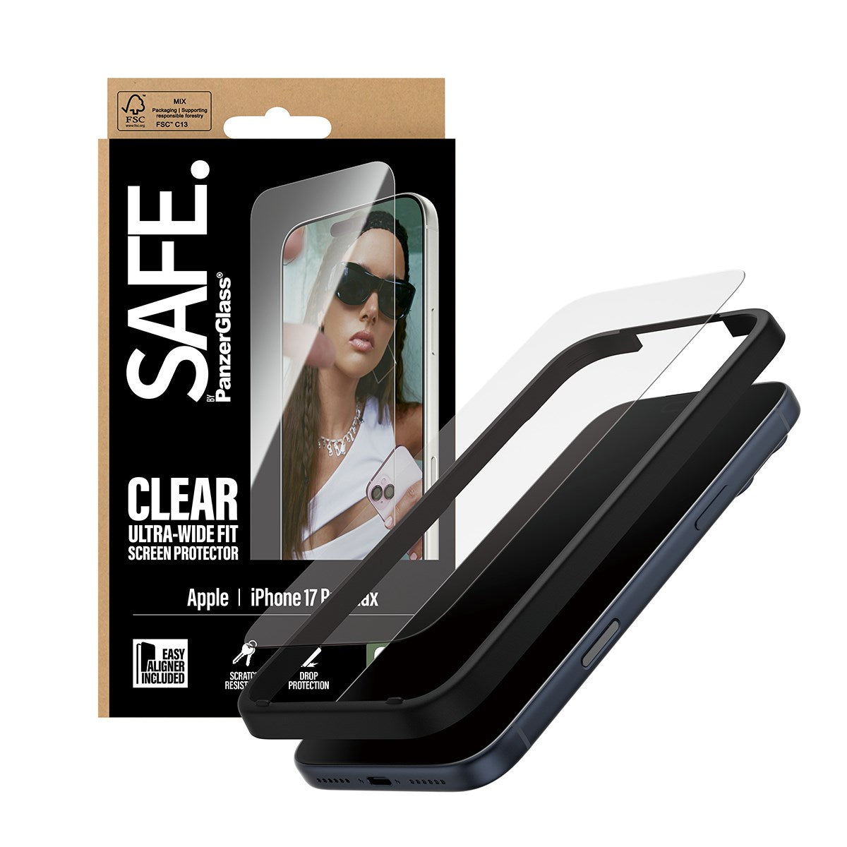 SAFE. by PanzerGlass® Screen Protector iPhone 17 Pro Max | Ultra-Wide Fit w. EasyAligner