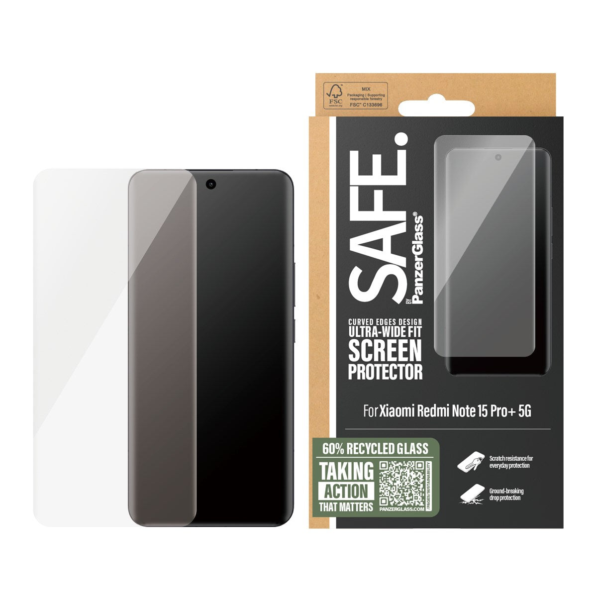 SAFE. by PanzerGlass® Screen Protector Xiaomi Redmi Note 15 Pro+ 5G | Ultra-Wide Fit