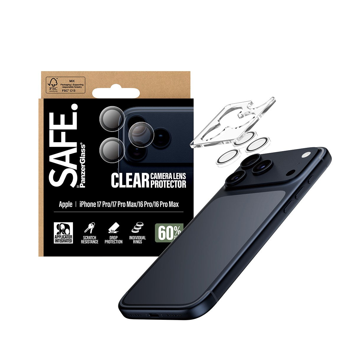 SAFE. by PanzerGlass® Camera Lens Protector Transparent iPhone 17 Pro | iPhone 17 Pro Max | iPhone 16 Pro | 16 Pro Max
