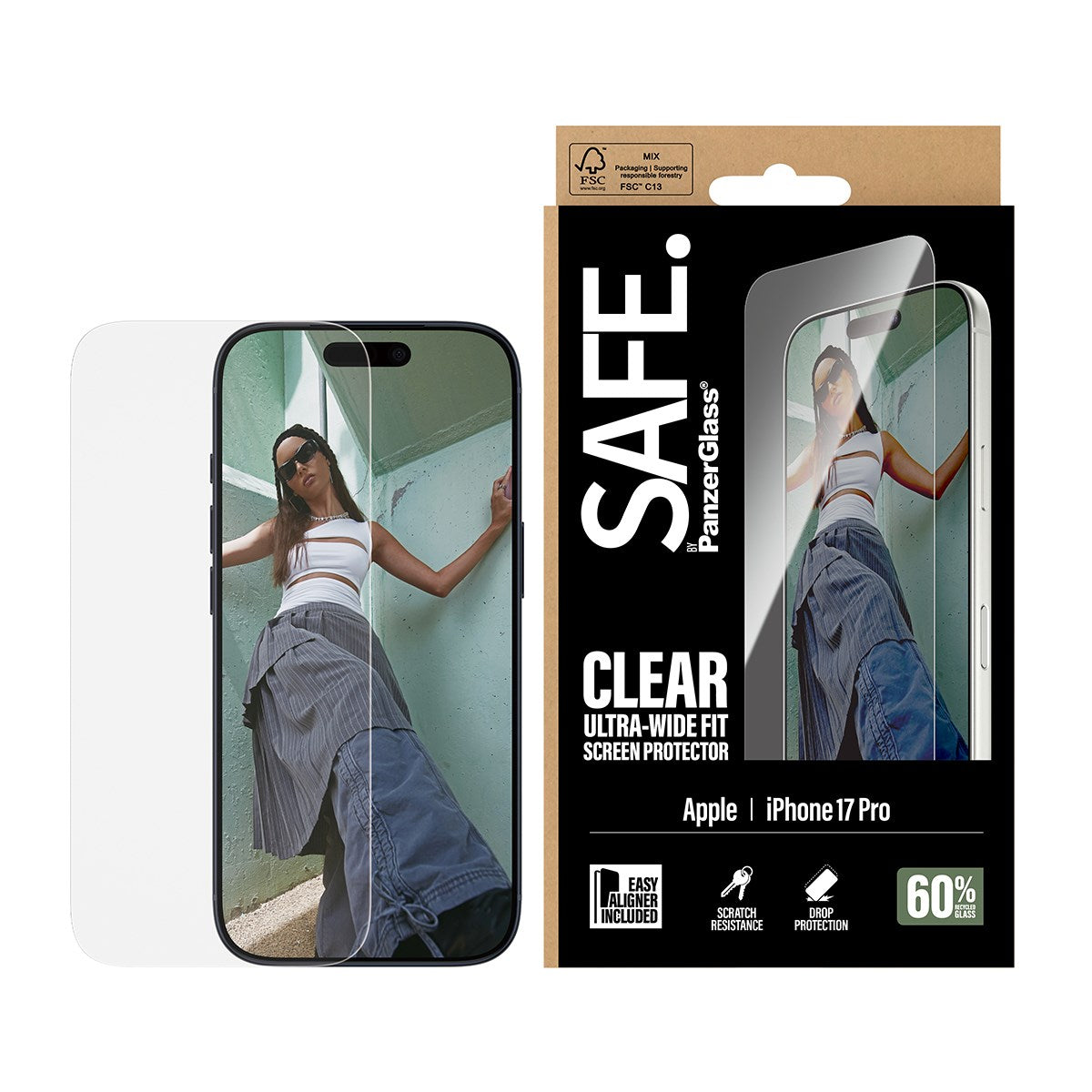SAFE. by PanzerGlass® Screen Protector iPhone 17 Pro | Ultra-Wide Fit w. EasyAligner