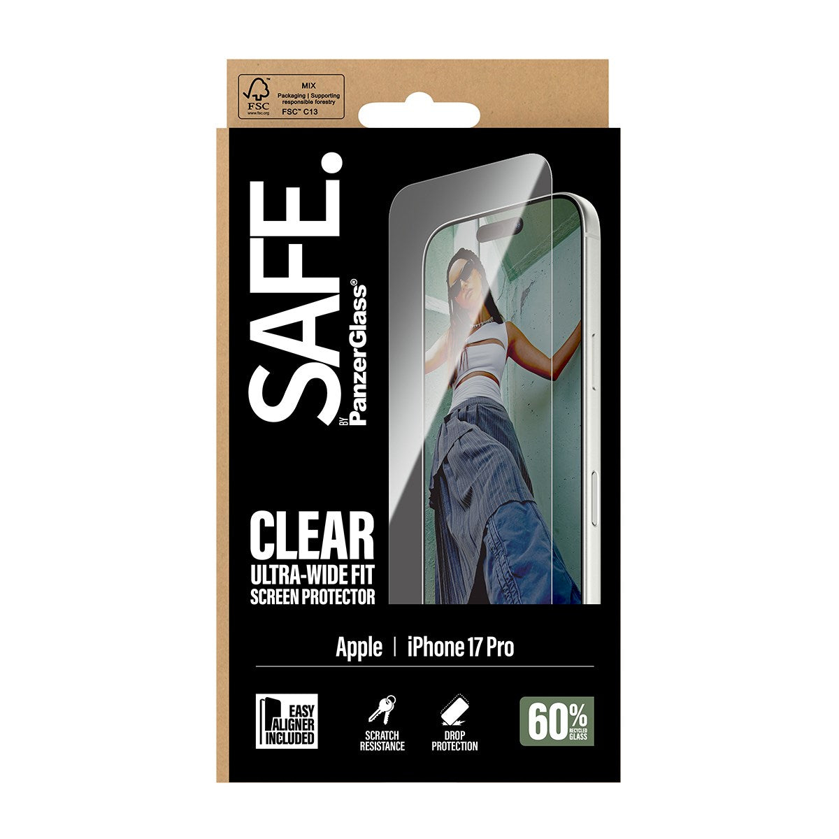 SAFE. by PanzerGlass® Screen Protector iPhone 17 Pro | Ultra-Wide Fit w. EasyAligner
