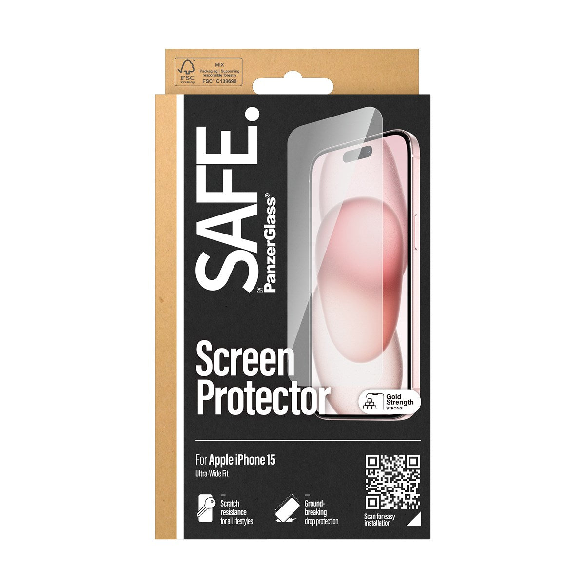 SAFE. by PanzerGlass® Screen Protector iPhone 15 | Ultra-Wide Fit