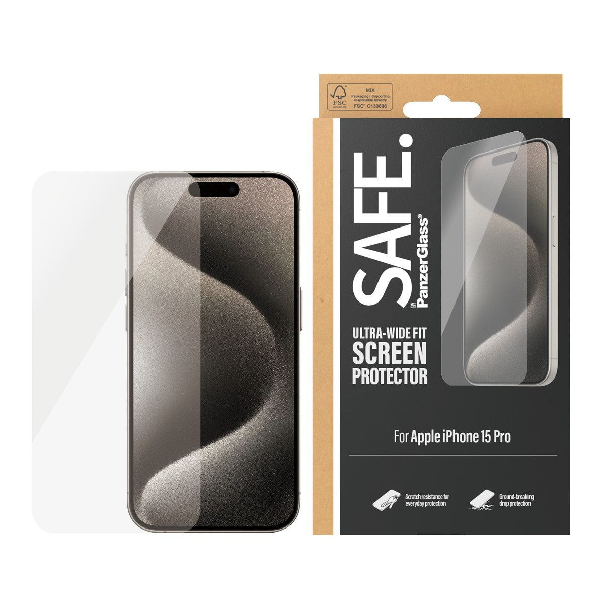 SAFE. by PanzerGlass® Screen Protector iPhone 15 Pro | Ultra-Wide Fit