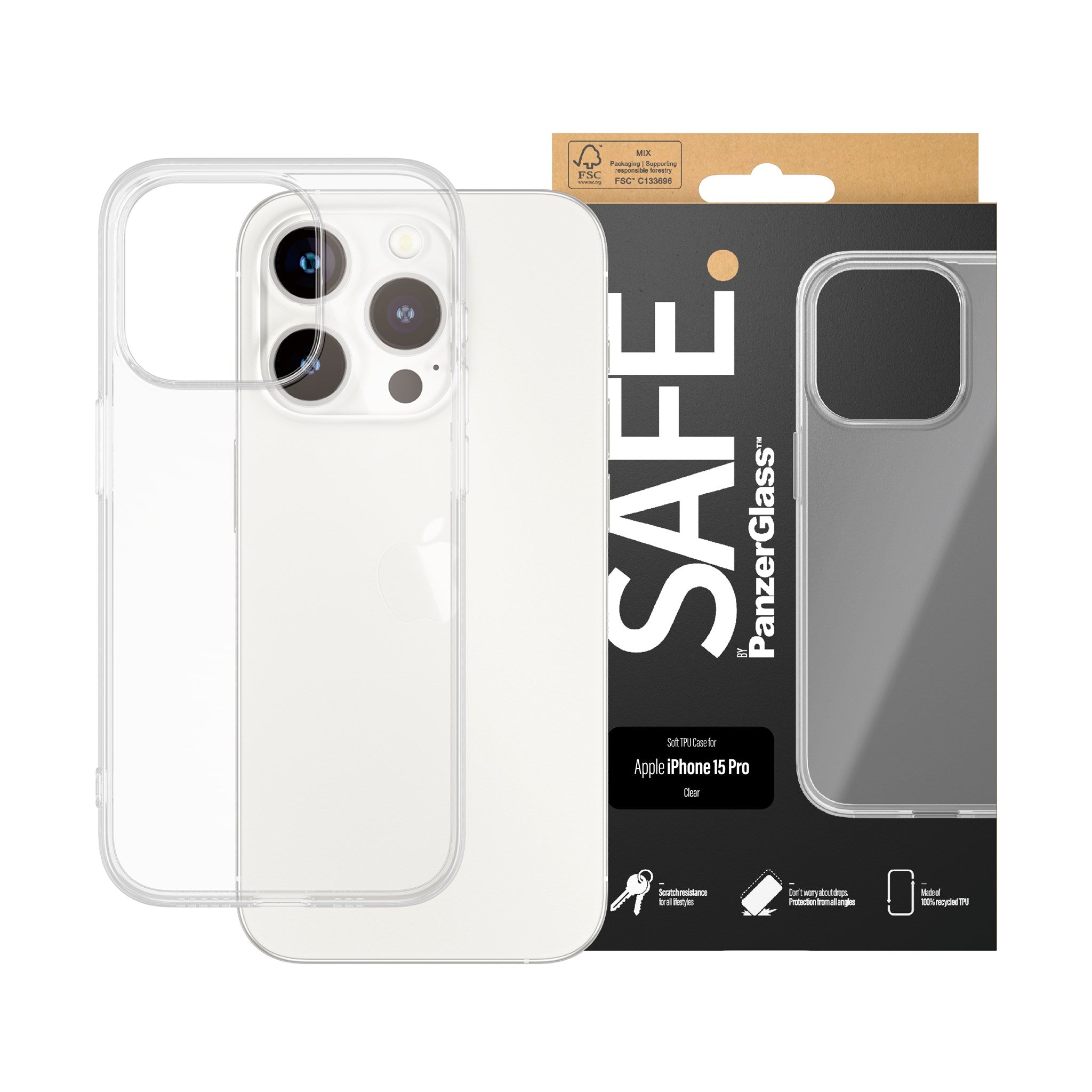 SAFE. by PanzerGlass® TPU Case Transparent iPhone 15 Pro