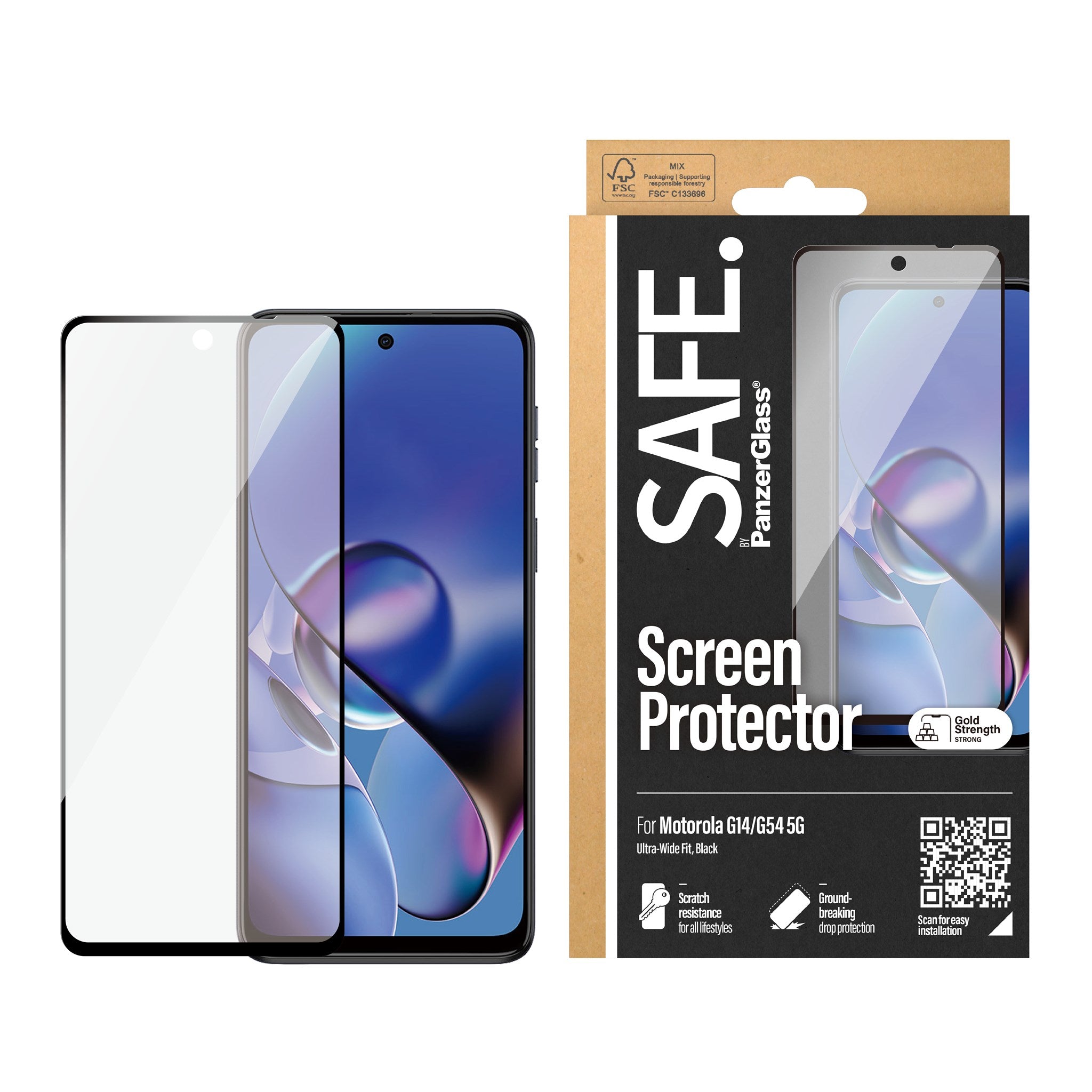 SAFE. by PanzerGlass® Screen Protector Motorola G14 4G | G54 5G | Ultra-Wide Fit