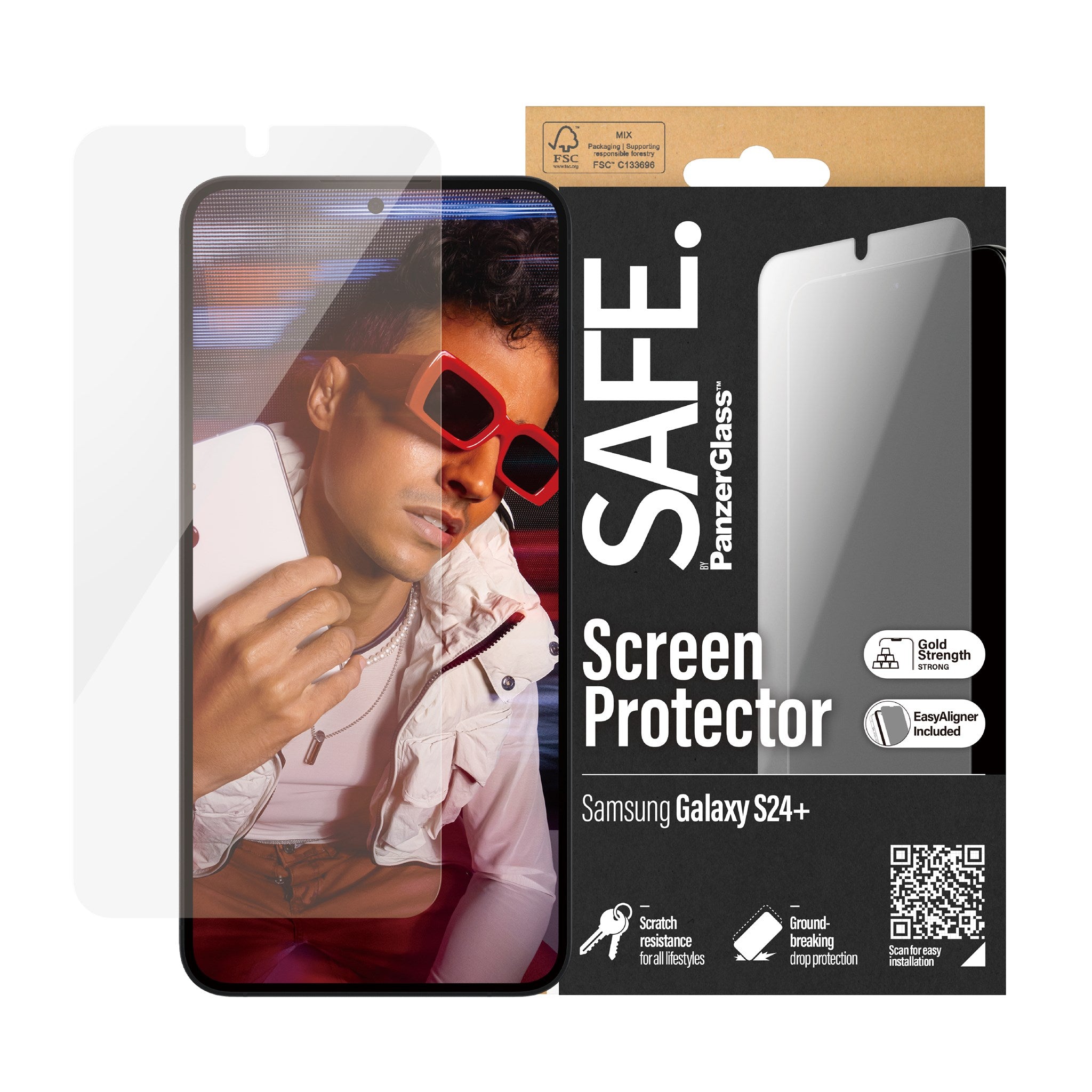 SAFE. by PanzerGlass® Screen Protector Samsung Galaxy S24+ | Ultra-Wide Fit w. EasyAligner