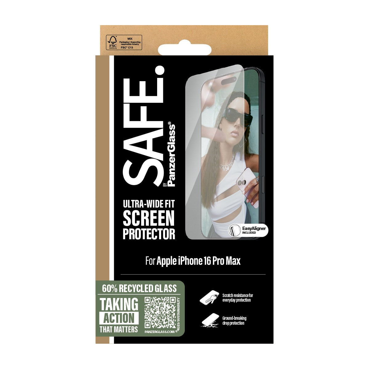 SAFE. by PanzerGlass® Screen Protector iPhone 16 Pro Max | Ultra-Wide Fit