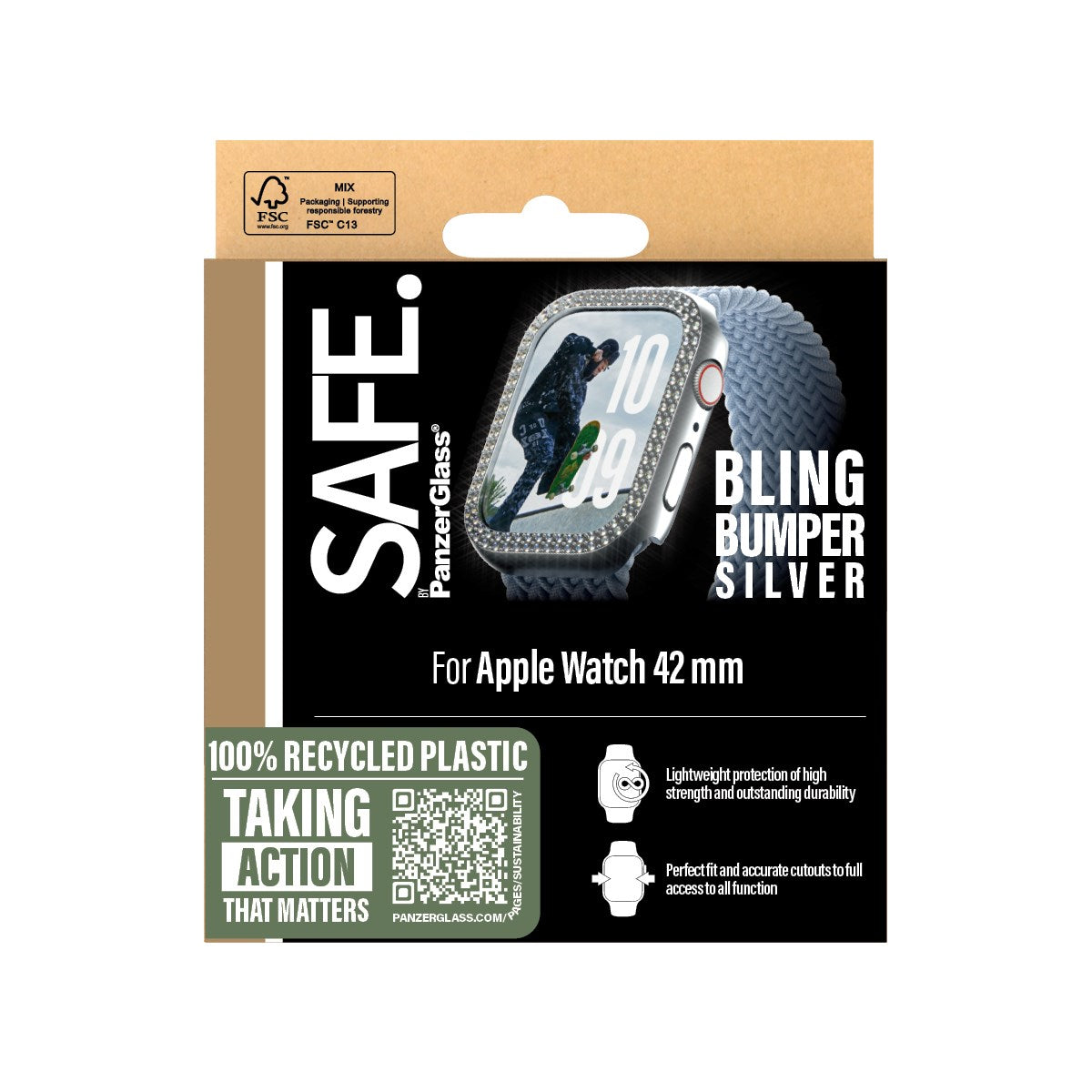SAFE. by PanzerGlass® Bling Bumper Silver Apple Watch Series 11 | 10 | 42mm