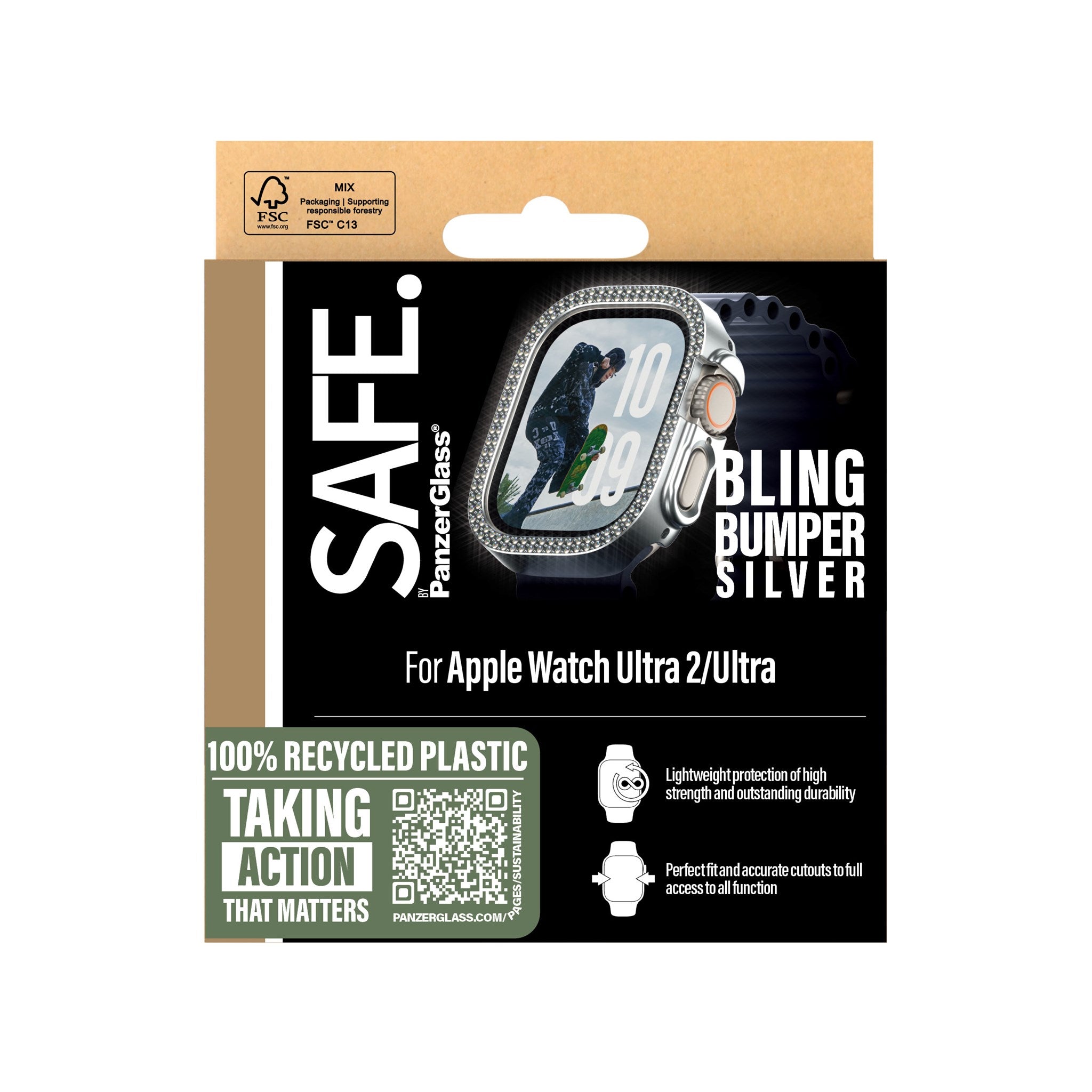 SAFE. by PanzerGlass® Bling Bumper Silver Apple Watch Ultra 3 | Ultra 2 | Ultra | 49mm