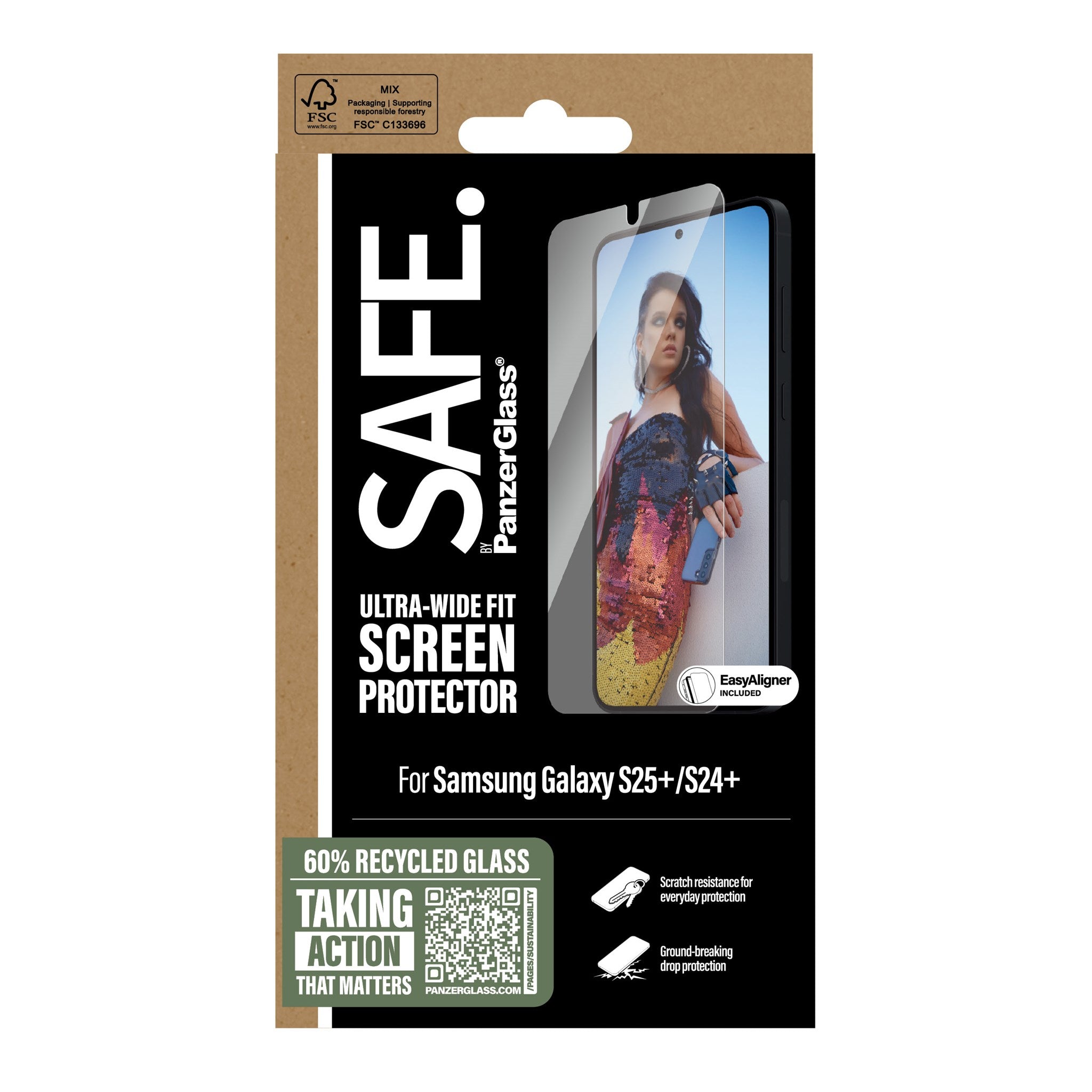 SAFE. by PanzerGlass® Screen Protector Samsung Galaxy S25+  | S24+ | Ultra-Wide Fit w. Aligner