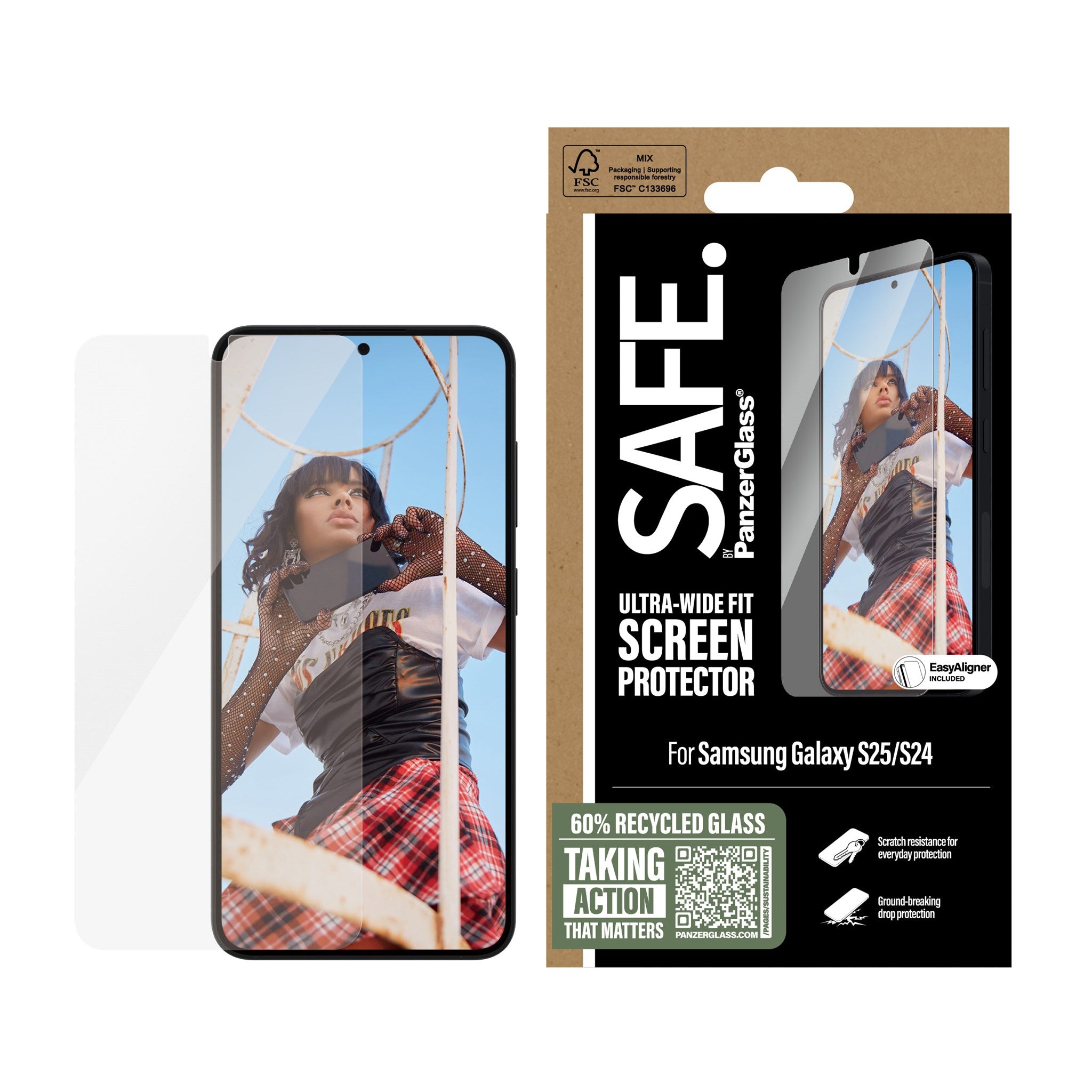 SAFE. by PanzerGlass® Screen Protector Samsung Galaxy S25 | S24 | Ultra-Wide Fit w. Aligner