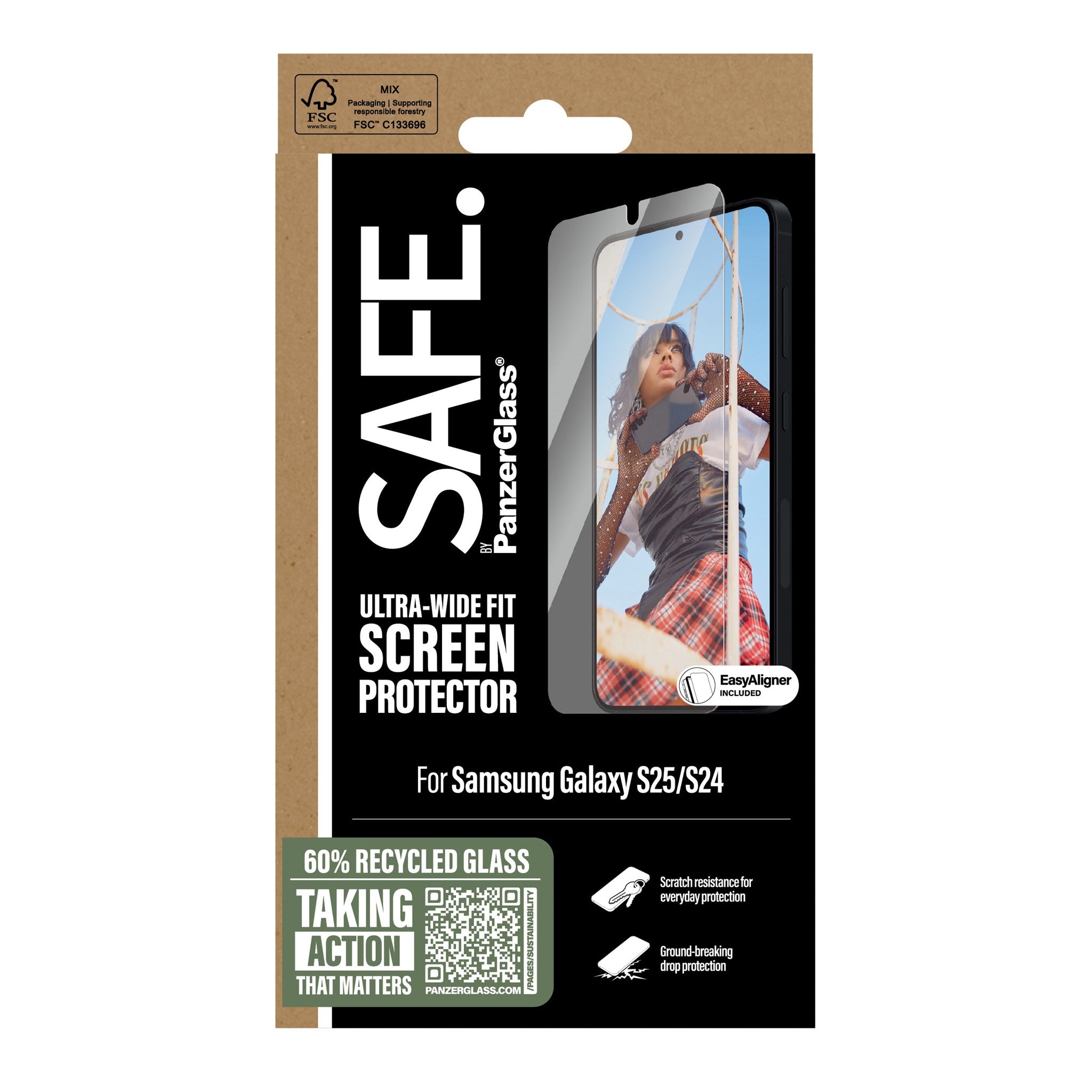 SAFE. by PanzerGlass® Screen Protector Samsung Galaxy S25 | S24 | Ultra-Wide Fit w. Aligner