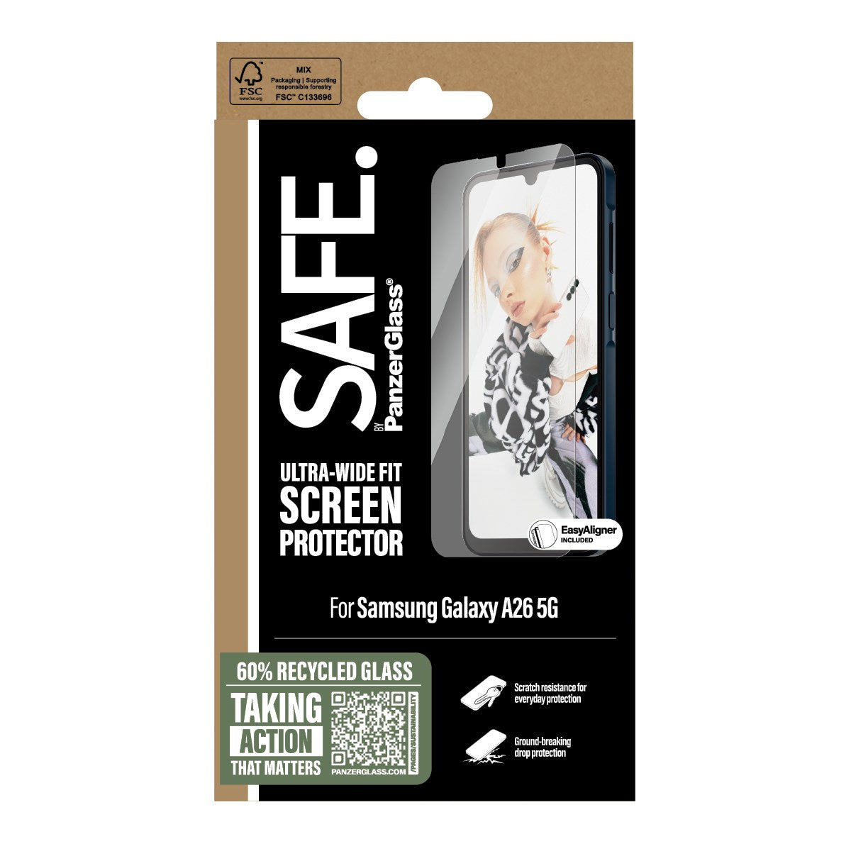 SAFE. by PanzerGlass® Screen Protector Samsung Galaxy A26 5G | Ultra-Wide Fit w. Aligner