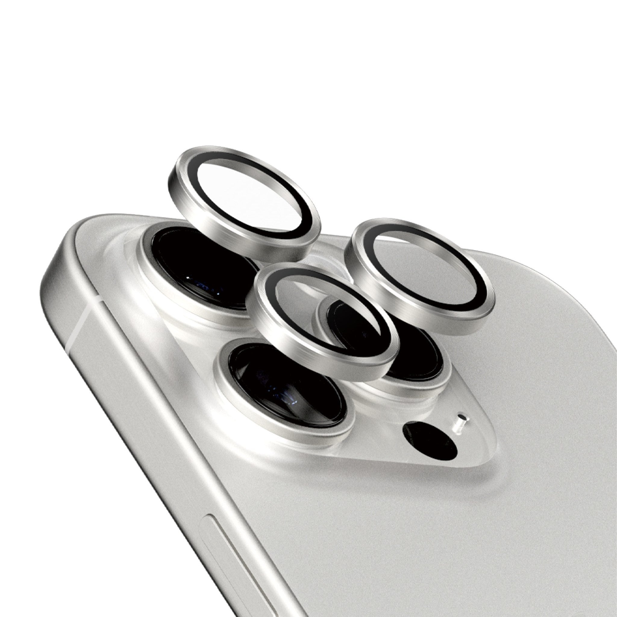 PanzerGlass® Hoops® White Titanium Camera Lens Protector iPhone 15 Pro | 15 Pro Max